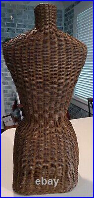 Vintage Rattan/Wicker Dress Form Woman Mannequin