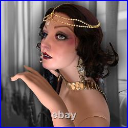 Vintage Realistic Female Mannequin w Glass Eyes Dimples Full Kneeling Glamorous