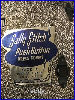 Vintage Sally Stitch Push Button Size A Dress Form & Stand Mannequin