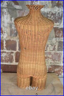 Vintage Small Wicker Rattan Child Dress Form Mannequin