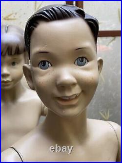 Vintage Store Mannequin FEVRER Child's Torso On Adjustable Wooden Stand Bobbie