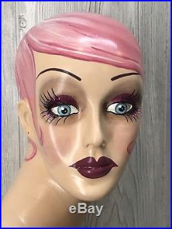 Vintage Style Art Deco Flapper Mannequin Head/ Hat Stand Pink Glam Glitter Torso