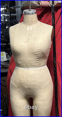 Vintage Superior Full Body Dress Form Collapsible Ladies Size 38 With Wolf Stand
