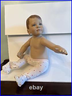 Vintage Toddler Child Mannequin Jointed Arms Painted Eyes 18 Seated