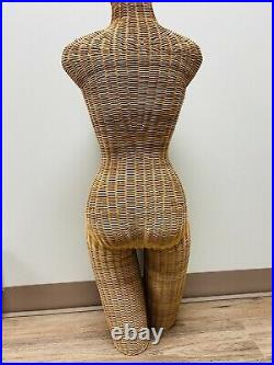 Vintage Wicker Mannequin Woven Torso Rattan Dress Form BOHO 60-70s Female