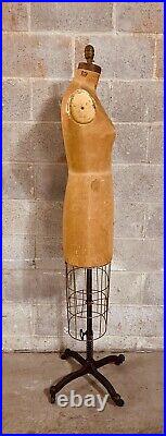 Vintage Wolf Cage Dress Form Collapsible Cast Iron Base
