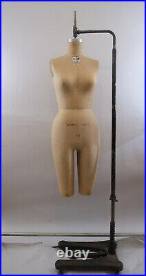 Vintage Wolf Dress Form Cast Iron Stand Half Body Female Mannequin 36x26x38