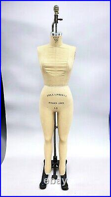 Vintage Wolf Model 1975 Full Body Hanging Dress Form on Cast Iron Rolling Stand