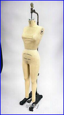 Vintage Wolf Model 1975 Full Body Hanging Dress Form on Cast Iron Rolling Stand