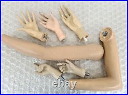 Vintage female + child Mannequin parts 2x Arm & 5x Hand Schaufensterpuppe used
