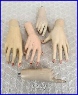 Vintage female + child Mannequin parts 2x Arm & 5x Hand Schaufensterpuppe used