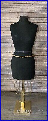 Vintage womens Adjustable Height Female Dress Form Brass Base Mannequin Boutique