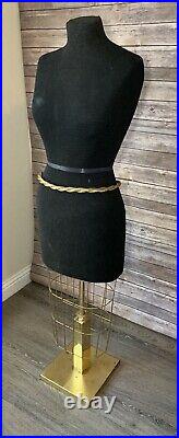Vintage womens Adjustable Height Female Dress Form Brass Base Mannequin Boutique