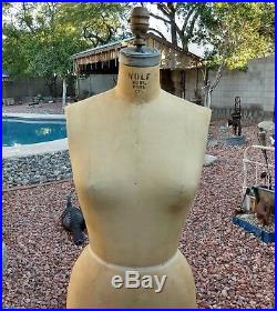Vntg Wolf Collapsible Dress Form Model 1969 Size 12 With Cage & Cast Iron Base