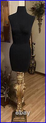Vtg Mannequin Torso Dress Form Gold Grecian Sculpture Goddess Adjustable Base