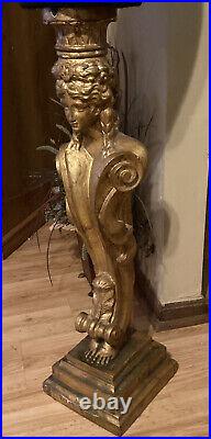 Vtg Mannequin Torso Dress Form Gold Grecian Sculpture Goddess Adjustable Base