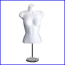 White Female Hollow Back Mannequin Torso Set With Metal Stand with Metal Pole, S-M