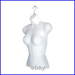 White Female Hollow Back Mannequin Torso Set With Metal Stand with Metal Pole, S-M