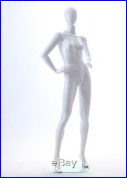 White Gloss Female Mannequin with Arms on Hips
