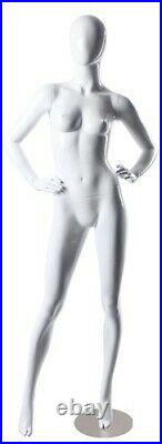 White Gloss Female Mannequin with Arms on Hips