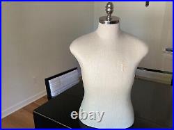 White Linen Male Body Dress Form Mannequin/chrome plated top/Display Piece
