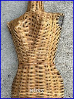 Wicker Mannequin Female Torso Rattan Display Stand Table Top Dress Necklace Form